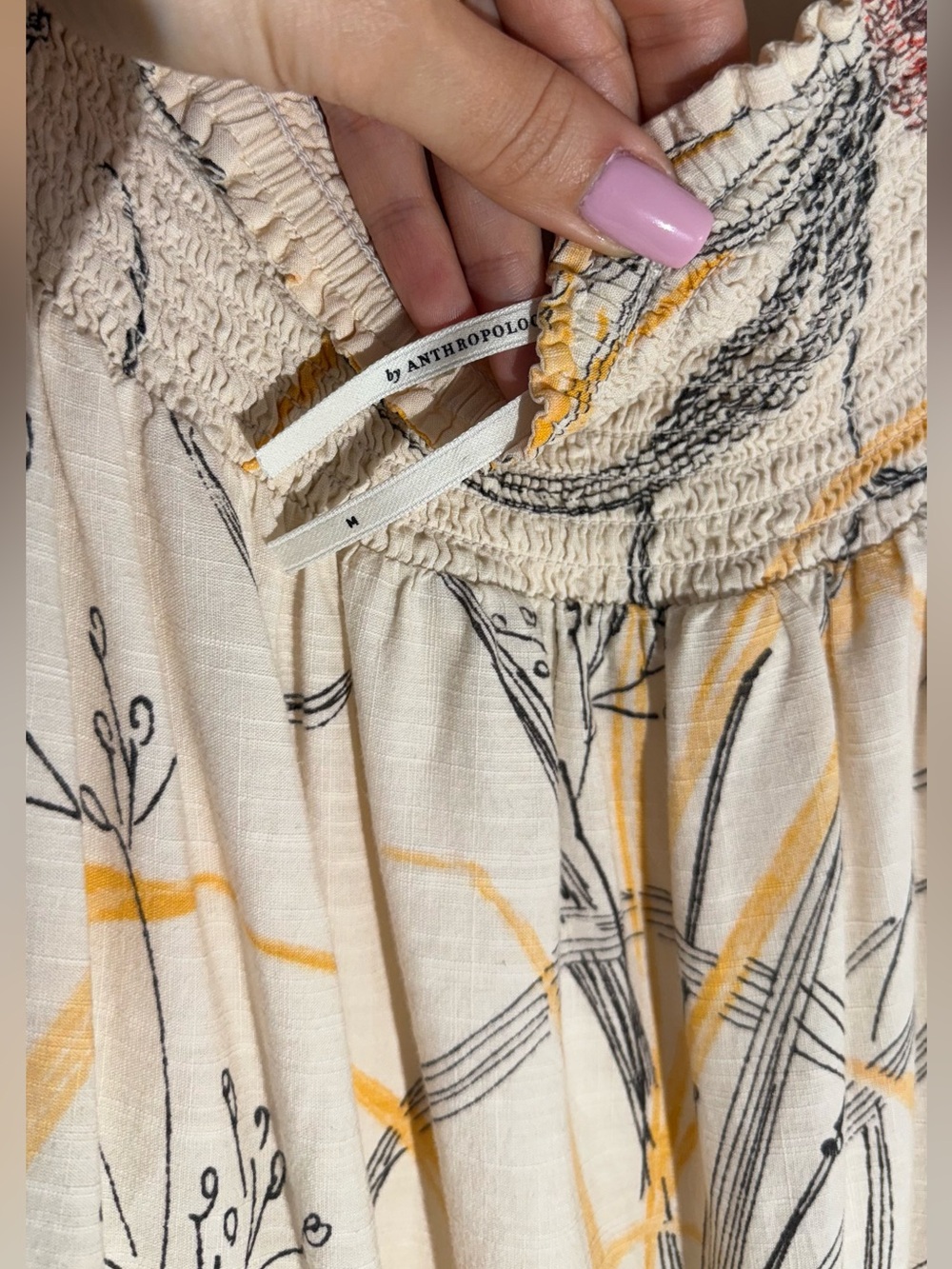 Anthropologie Floral Maxi Dress in Blush, Cream & Green Accents - Picture 7 of 12